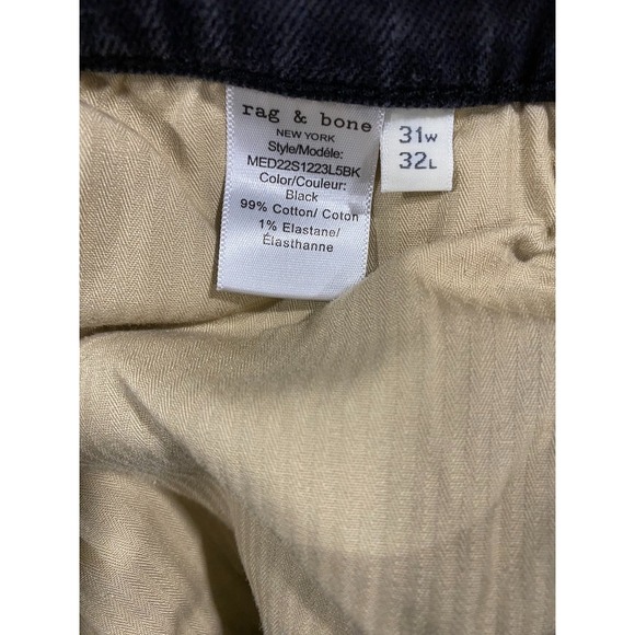 Rag and Bone Jeans Mens 31x32 Black Standard Issue Fit 2 Slim Zip Fly Casual - Picture 7 of 10